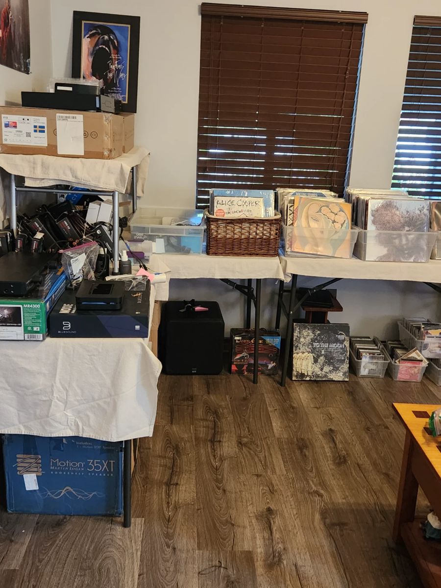 Electronics and albums room view