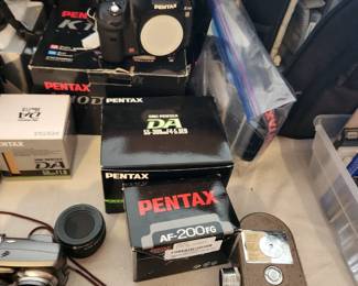 Pentax lenses, Pentax camera bodies, vintage home movie camera