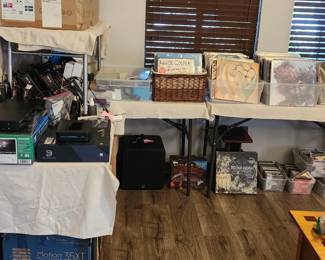 Electronics and albums room view