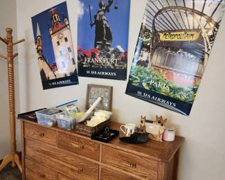 Arts and Crafts dresser, Travel Posters, Coat tree