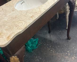 Marble vanity with sink 