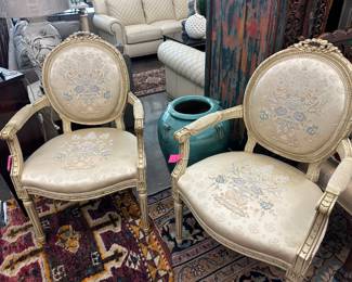 Antique French Louis XVI Painted Armchair with incredible Tapestry