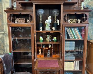 Beautiful bookcase and writing desk. 