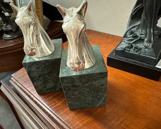 Marble and horse bookends 