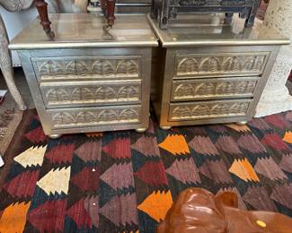 Gilded carved wooden night stands. 