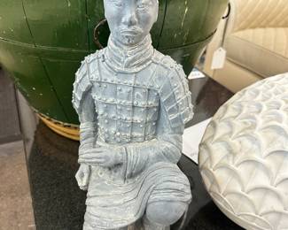 Antique Japanese terracotta samurai warrior statue 