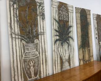 Hand painted wall panels. 