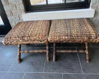 Pottery Barn seagrass stools 17" x 20" x 18"H 