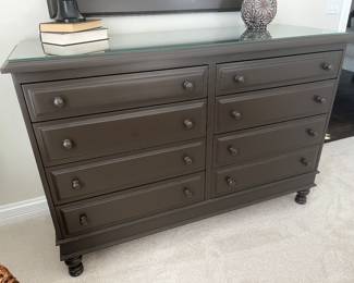 Dresser 22" x 60" x 41"H and mirror 46" x 33" with glass top 