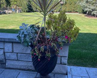 (3) florals in 27"H resin pots 