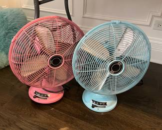 Pink and teal fans