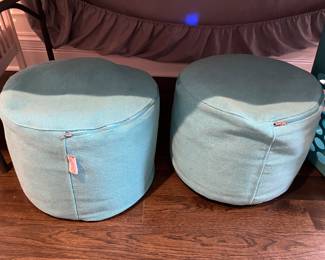 Teal poufs 