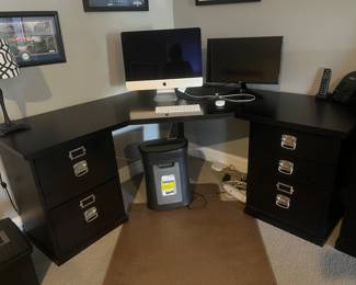 (2) Pottery Barn file cabinets and tops 23" x 23" x 29"H (computers NFS) 