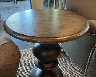 (2) Walter E. Smithe 24" diameter wood side tables 