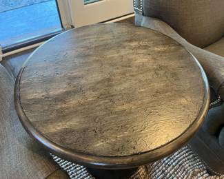 (2) Walter E. Smithe 24" diameter wood side tables 