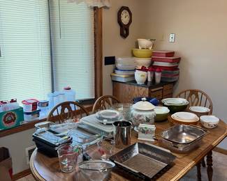 Kitchen bakeware, Tupperware, Pyrex, new coffeemaker, meat slicer, Insta Pot, electric griddle