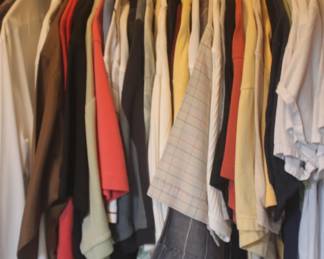 Mens clothes in size Large mostly, shorts, jeans, pullovers, long sleeves coats and suits.