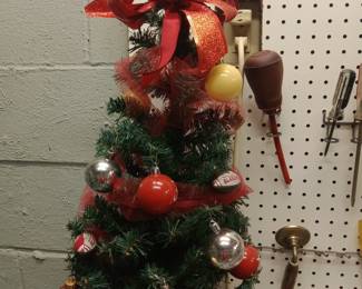 Univ of Alabama ornaments on this little tree