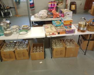 Quart jars, vintage puzzles,games