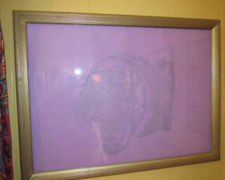 Tiger etched on heavy glass