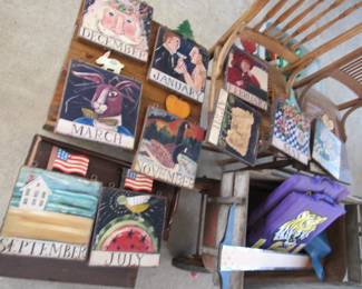 Hand painted tiles with steel frames