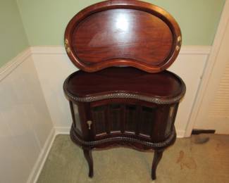 Solid mahogany chocolate cabinet with removable serving tray