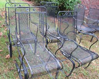Set of 4 wrought iron rocking chairs
