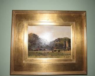 Oil painting cattle scene