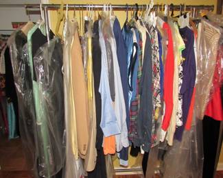 Several closets & racks of vintage clothes & furs