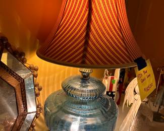 1970's Blue Glass lamp 