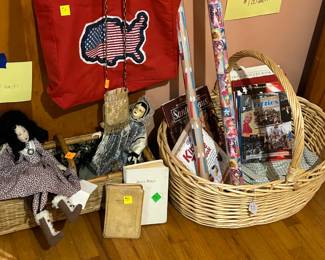 Dolls, books, and holiday decor