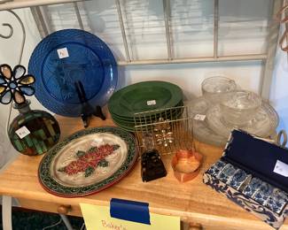 Colorful plates and decanters