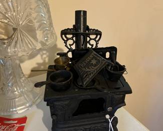 Miniature Cast Iron Stove with pots