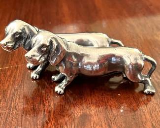 Pair of tiny sterling Daschunds