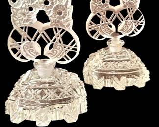 Pair of antique Czech crystal perfume decanters