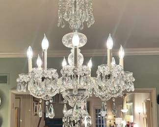 Vintage 9-arm crystal chandelier