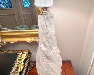 Custom quartz crystal lamp on lucite base