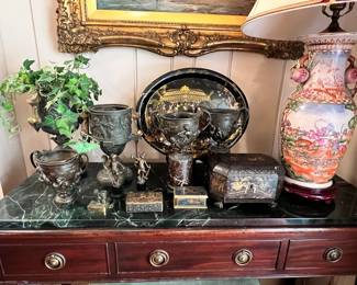 Antique French bronze urns including F. Barbidienne