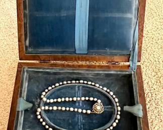 Antique burled jewelry box