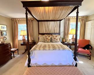 Queen size four poster bed with full canopy 