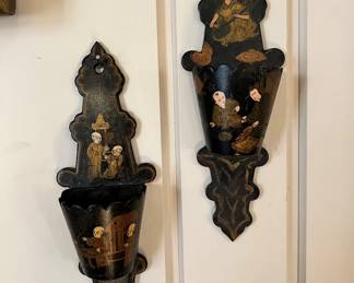 Pair of Chinoiserie match holders 