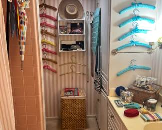 Main bath…who doesn’t need vintage padded hangers to complete the look in their closet?
