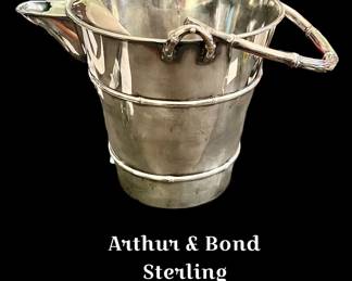 Arthur & Bond sterling bamboo ice/water pitcher - Yokohama, Japan; Circa 1900.  This one is missing the back pouring handle….but look at this!  It’s amazing!  Over 100 years sold and that bamboo handle is incredible!  Perfect vase for a small floral arrangement!
