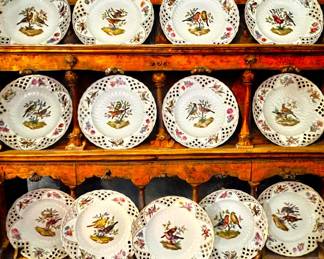 Set of (13) KPM hand painted bird plates