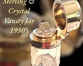 Sterling & crystal vintage vanity jar