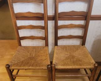 2 of 5 Ladderback Rush Seat Chairs