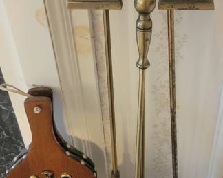 Brass Fireplace Tools and Vintage Bellows