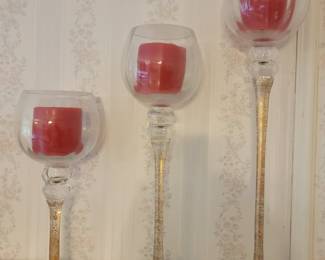Set of 3 Glass Candle Holders