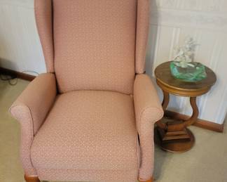 Wing back Recliner and Round Side Table