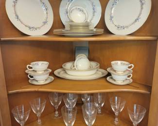 Lenox Belvidere China Service for 6 and Fosteria Nosegay Crystal Glasses